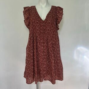 Madewell Floral Mini Dress in Red and White